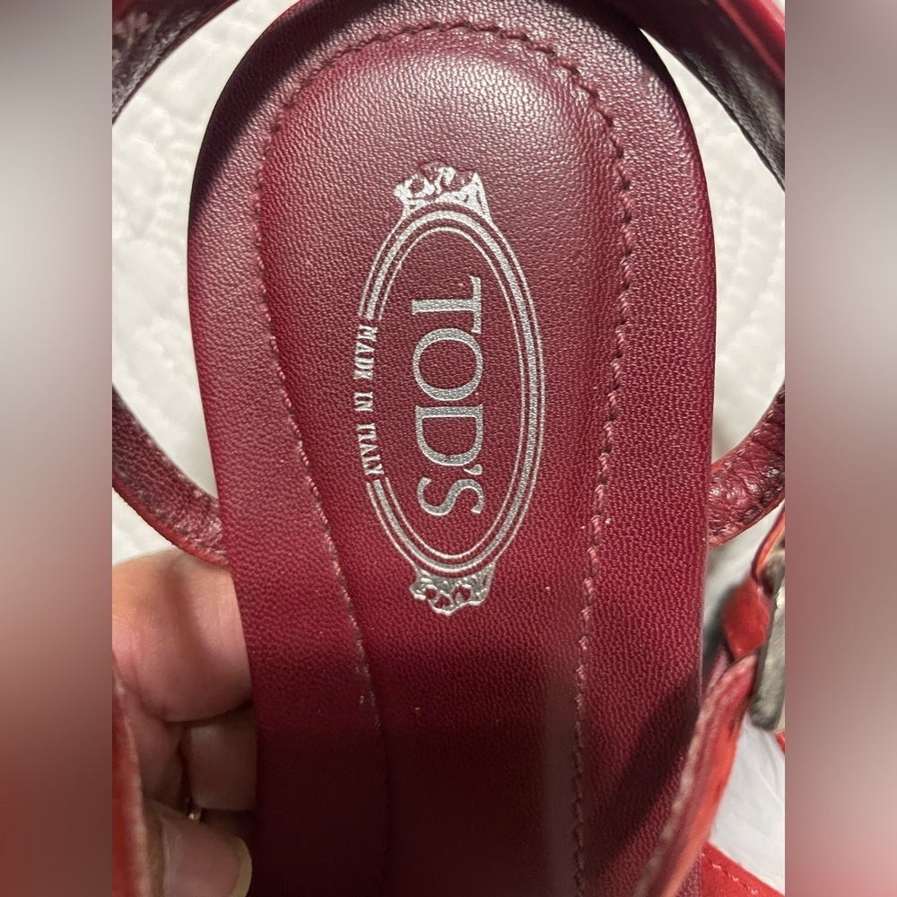 TOD’S Red Sandals Size 36.5 - Picture 8 of 10